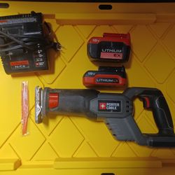 Porter Cable Reciprocating Saw Sawzall With 2 Batteries, charger and Blades