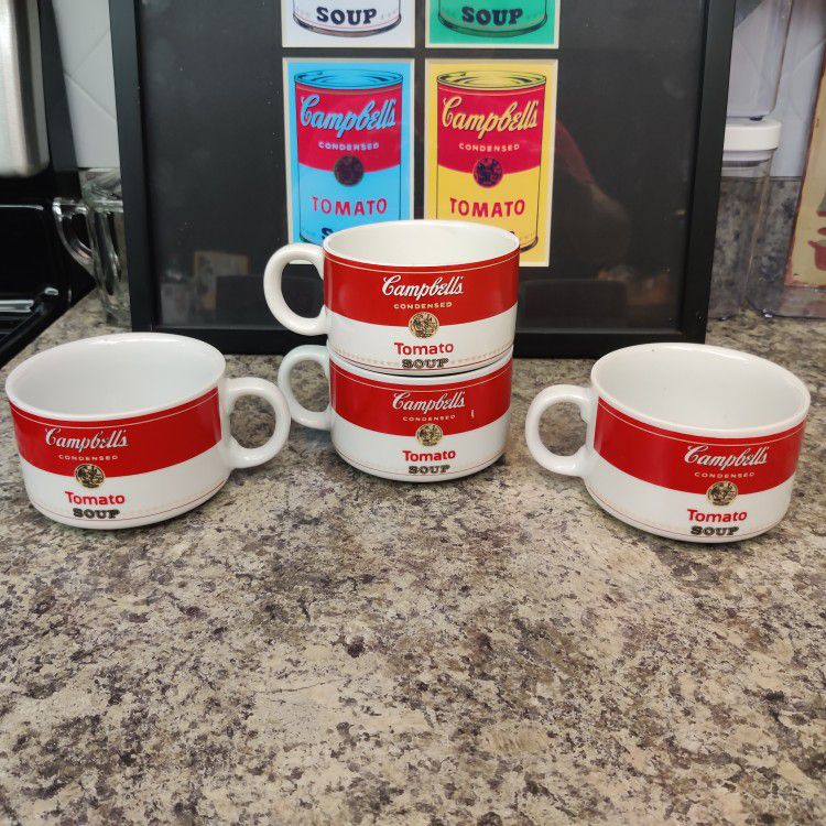 FOUR Westwood Campbell's Tomato Soup Bowls, Campbell's Tomato Soup Mugs

