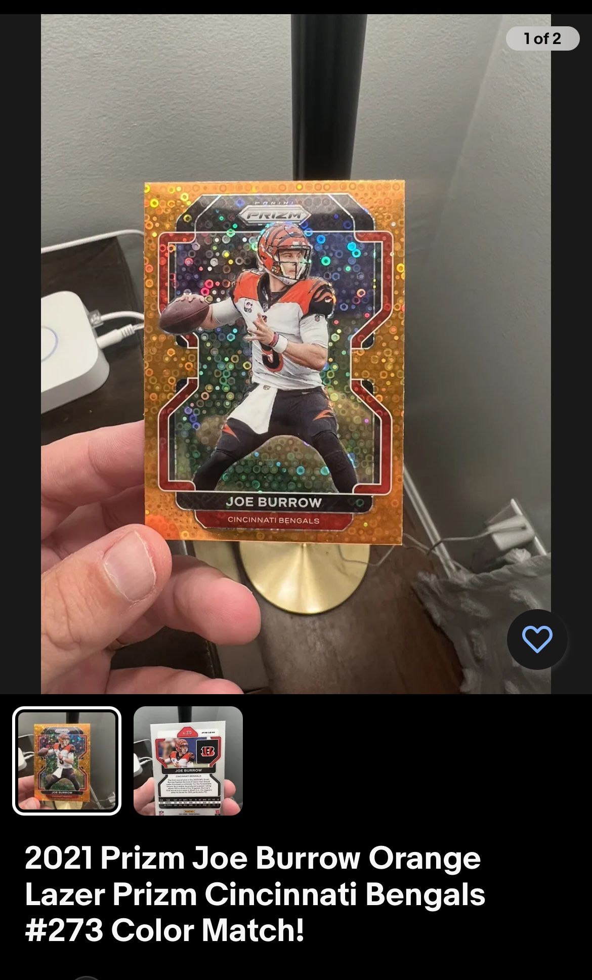 Joe Burrow Orange Prizm