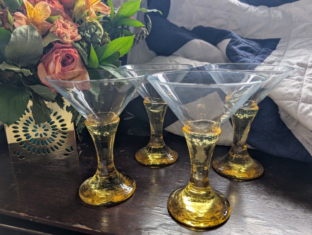 Fire and Light Citrus Yellow Martini Glasses