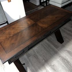 Wood Desk With Outlets And Office Chair