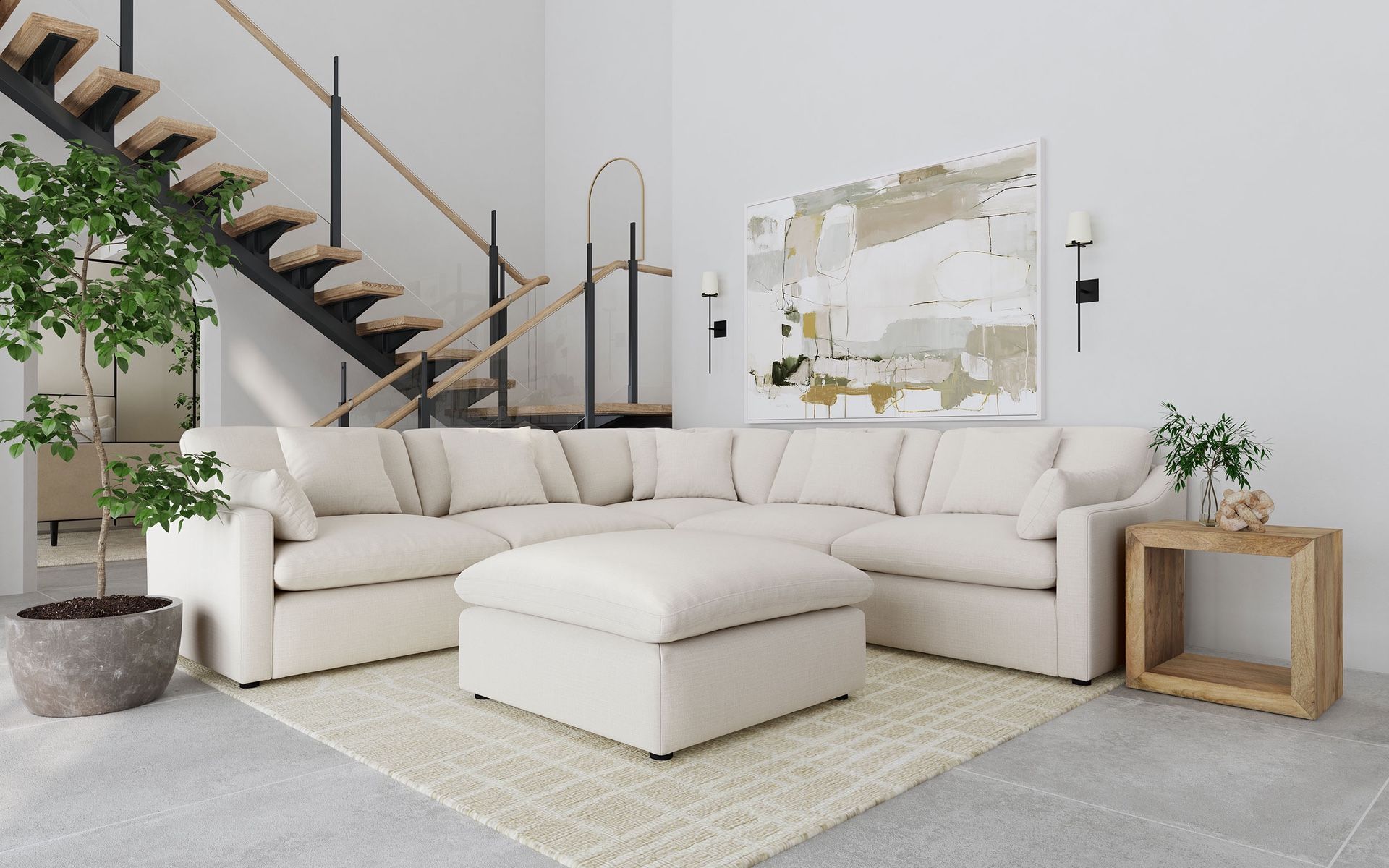 Modular Cloud Sectional And Ottoman