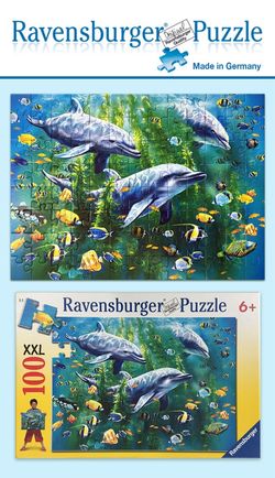 🇩🇪Ravensburger 100 Pc. XXL Dolphins Trio Puzzle