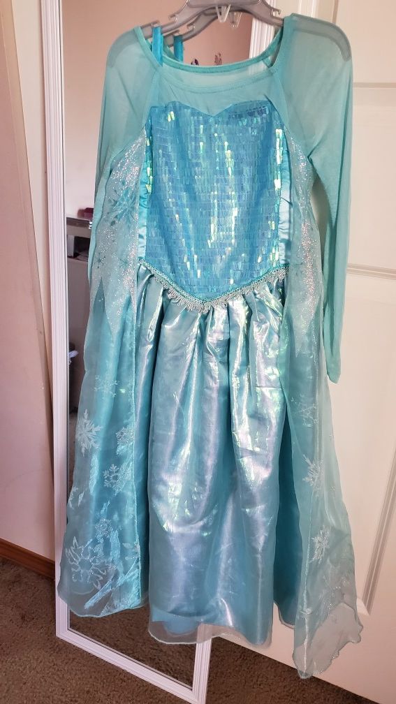 Elsa Frozen Sparkle Disney Princess Halloween Costume Girls Size 5-6 T