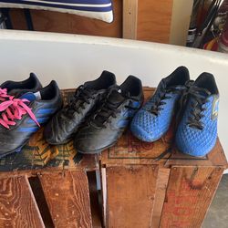 3 Pair Of Kids Soccer Shoes/cleats
