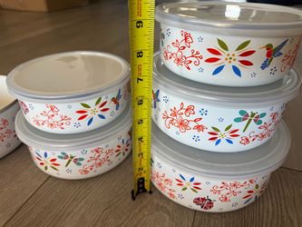 Temp-tations by Tara Spring Seasonal 6-Piece Enamel on Steel Bowl Set with 5 Lids