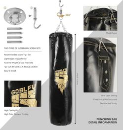 Hanging Punching Bag for Adults, 4ft PU Heavy Unfilled Boxing Bag Set with 10OZ Boxing Gloves for Kickboxing Boxing Karate Home Gym