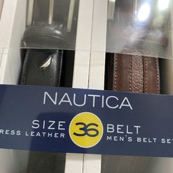 NAUTICA Dress Leather Men’s Belt Set