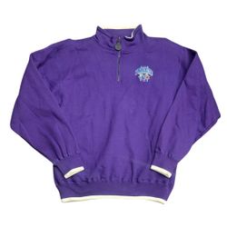 Vintage 90s Charlotte Hornets NBA Pro Player Purple 1/4 Zip Sweater Size Medium