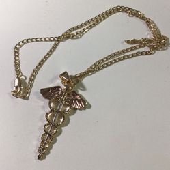 22 INCH GOLD  PLATED CHAIN WITH HEALTH PENDANT 