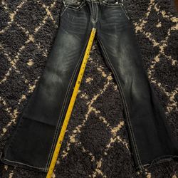 Rebel Jeans Women Size 7/26 Flare Mid Rise Blue Denim Embroidered And Stones