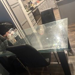 Glass Table With 4 Chairs