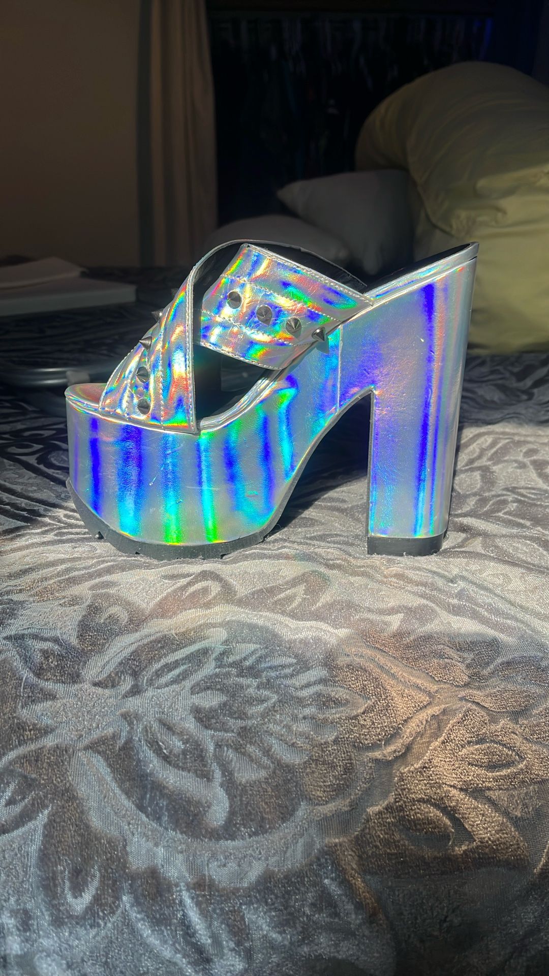 Demonia Holographic Platform Heels