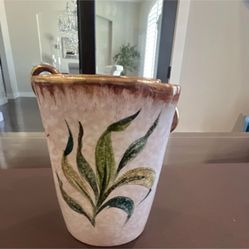 Italian Hand Painted Ceramic Art Pottery Floral Vase Glossy Signed 301/502