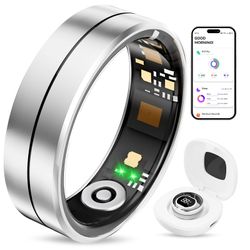 Fvtga Smart Health Ring for Women & Men, Fitness Tracker with Heart Rate, Blood Oxygen & Sleep Monitoring, IP68 Waterproof, Digital Charging Case, No