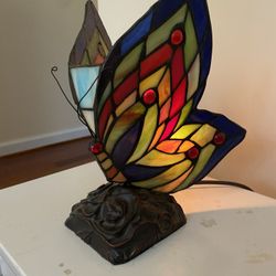Stained glass butterfly lamp