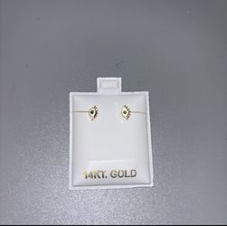 14K Solid Gold Evil Eye Stud Earrings – Minimalist Protection Jewelry