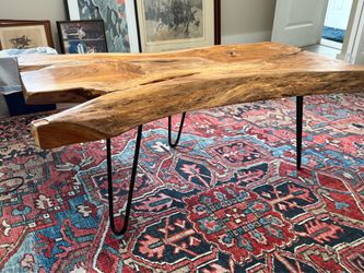 Live Edge Wood Coffee Table with Hairpin Legs
