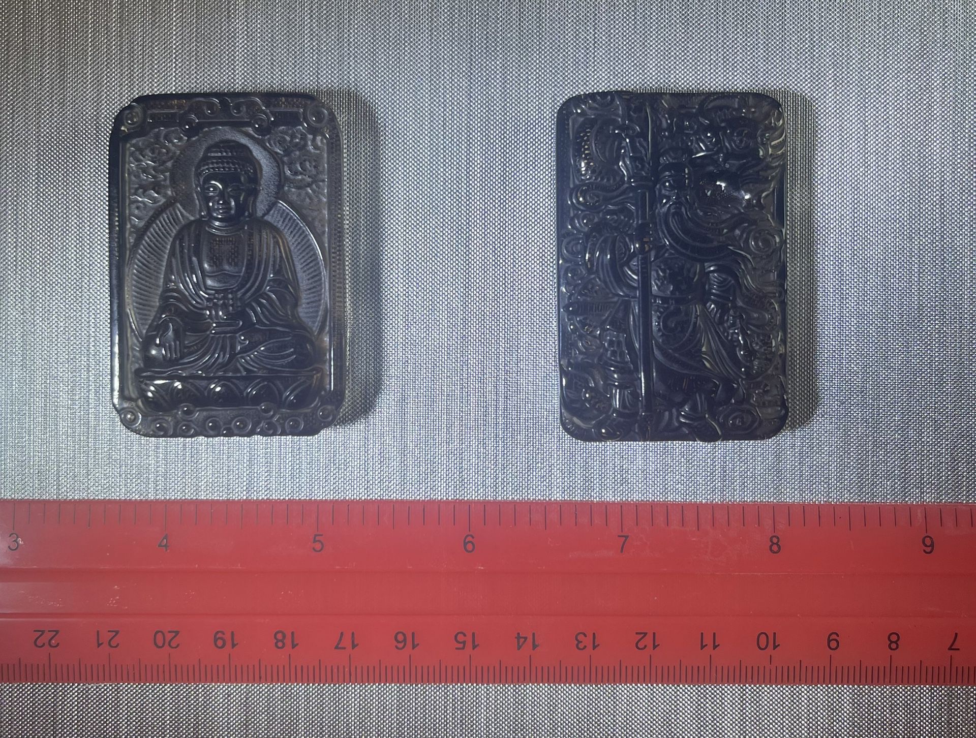 2 Square Buddha Carvings. Gorgeous Details. Could be diy to Pendants.
