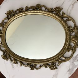 Oval Gold Ornate Antique Wall Mirror