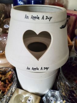 An Apple A Day Stoneware Candle Holder