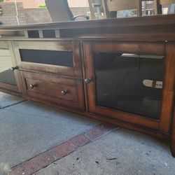 Beautiful Wood side table or tv satand with drawers and doors
