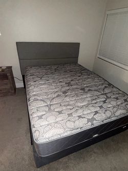 Queen Bed Frame with Mattress and Box Spring