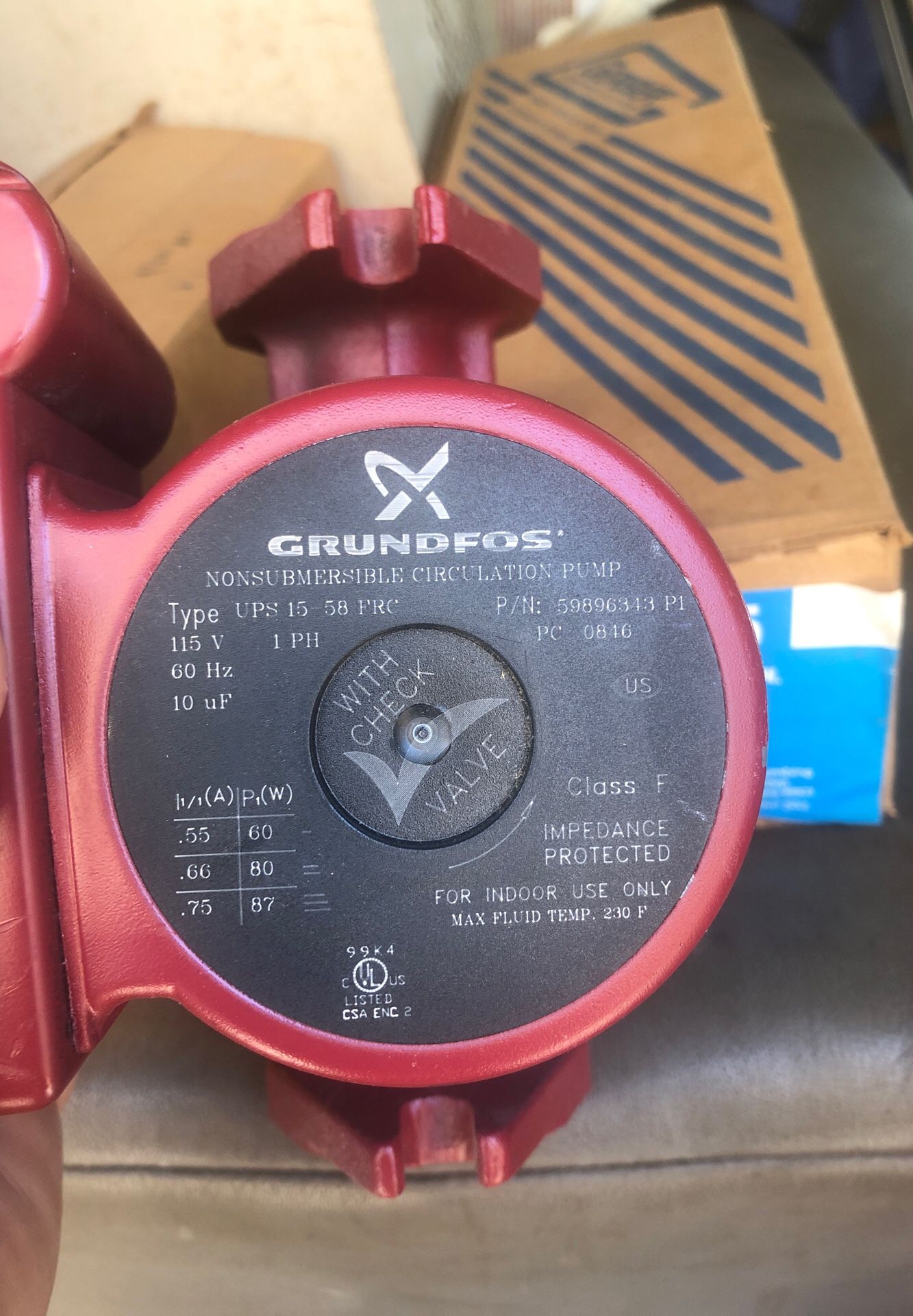 Grundfos 110 V brute W/CV. Circulating pump