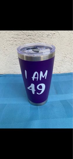 Purple Stainless Steel Tumbler "I AM 49"