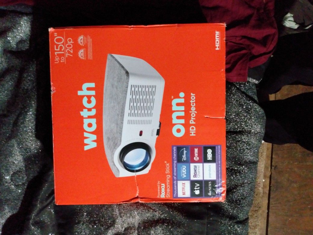 Onn HD Projector Brand New In Box.    Comes With Roku Stick. 
