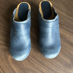 Sanita Nubuck leather Clog heels SZ 9/39 Nubuck Suede navy