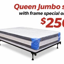 Queen Pillowtop Mattress Box Metal Frame Special