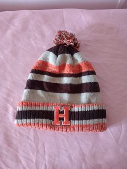 HOOTERS Orange Brown Licensed Striped / Embroidered Knit Beanie Hat