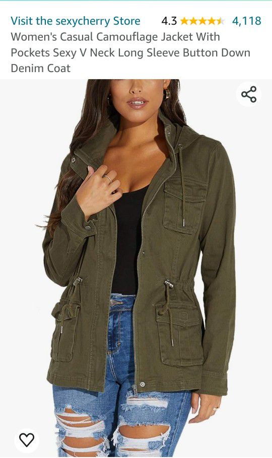 Cargo Jacket (Olive Green) - Size Small