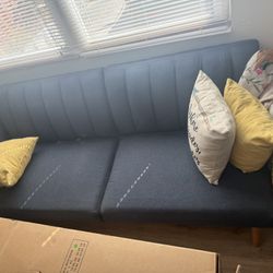 Blue Fabric Sofa – Clean, Compact