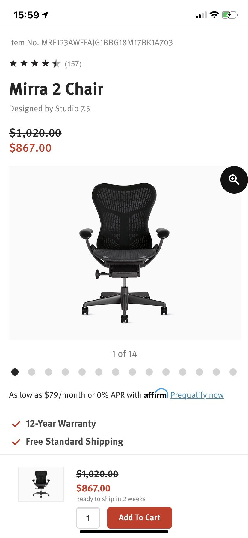 Herman Miller mirra 2 （upgraded edition）Only Half Price!