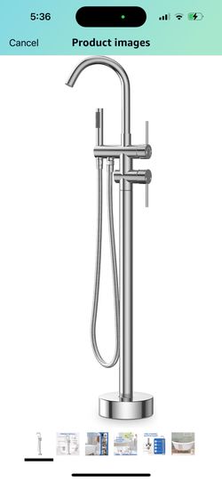 Freestanding Bathtub Faucet Shower Mixer Taps Floor Mount Bathtub Faucet Tub Filler High Flow Shower Faucets with Handheld Shower 360 Degree Swivel Sp