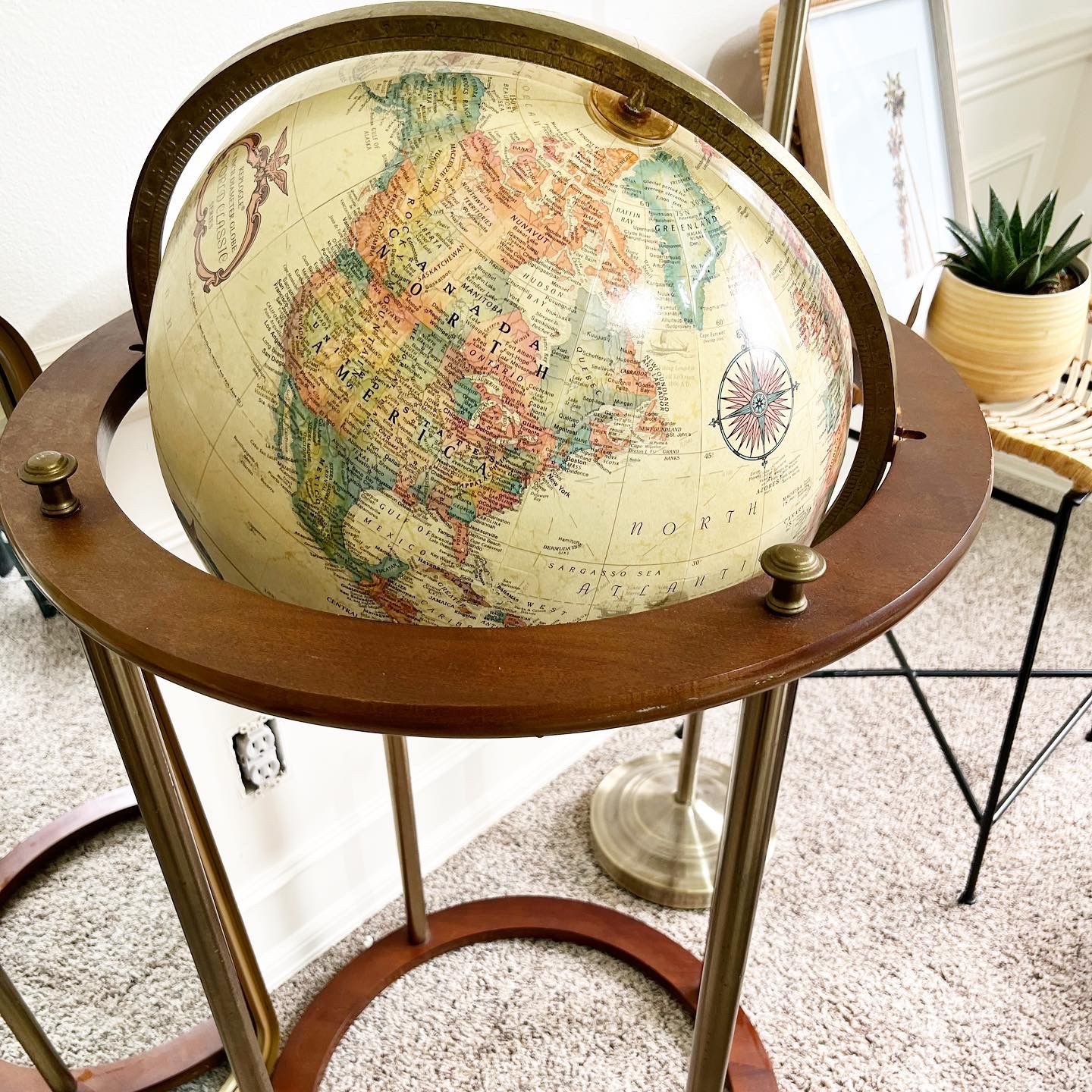 Floor Standing Globe By Replogle Vintage Retro Antique 