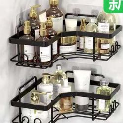 Felibeaco 2 Pack Corner Shower Caddy,Corner Bathroom Shelf, Adjustable Aluminum No Drilling Wall Mounted Triangle Basket Storage Organizer Rack for Wa