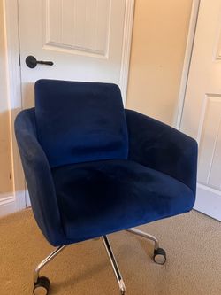 Blue Velvet plush desk chair