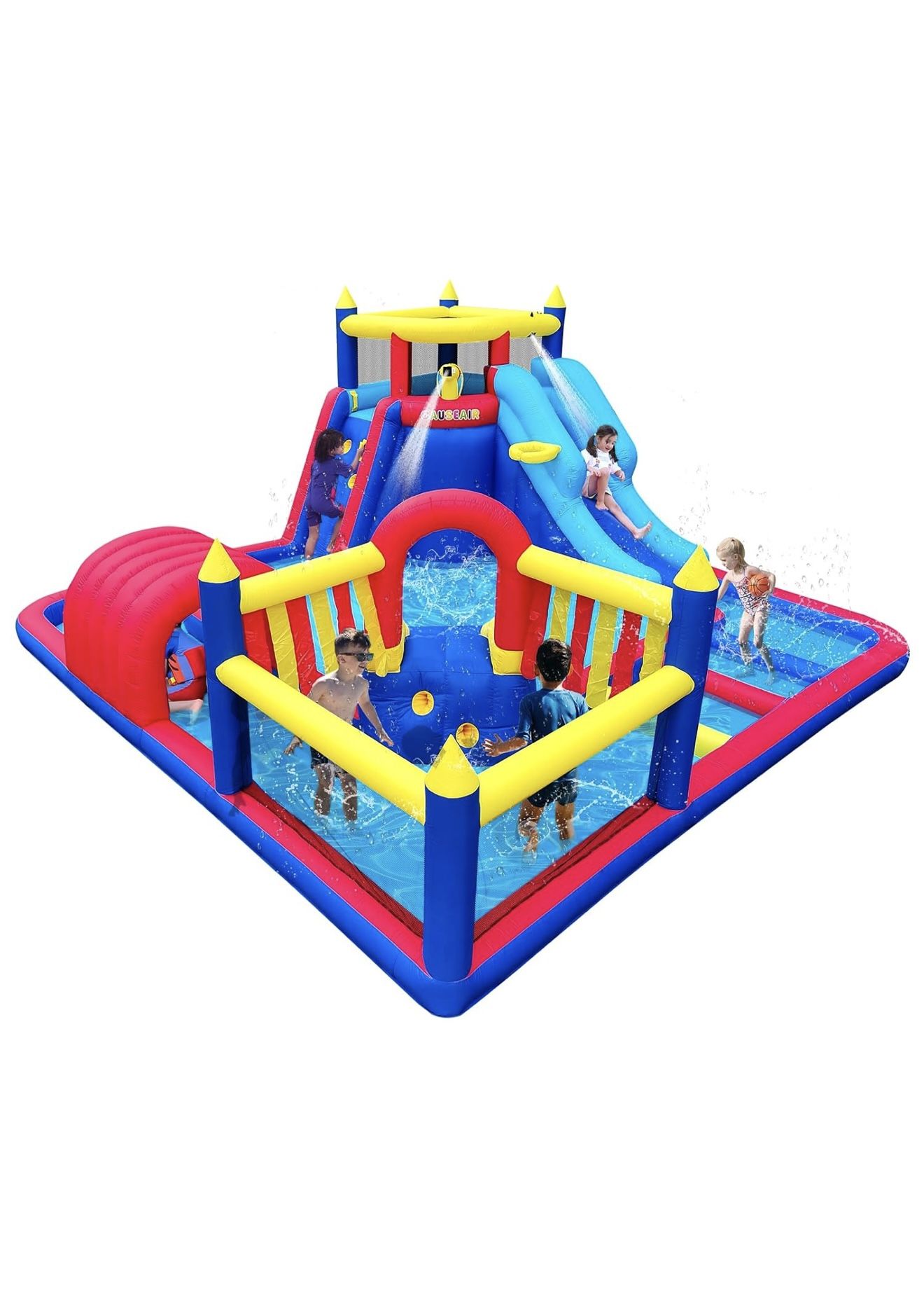 Inflatable Square Water Slide Park,15x15FT,Big Splash Pool,