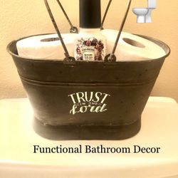 Bathroom Decor -  TRUST IN THE LORD - RUSTIC STORAGE DECORATIVE CONTAINER 