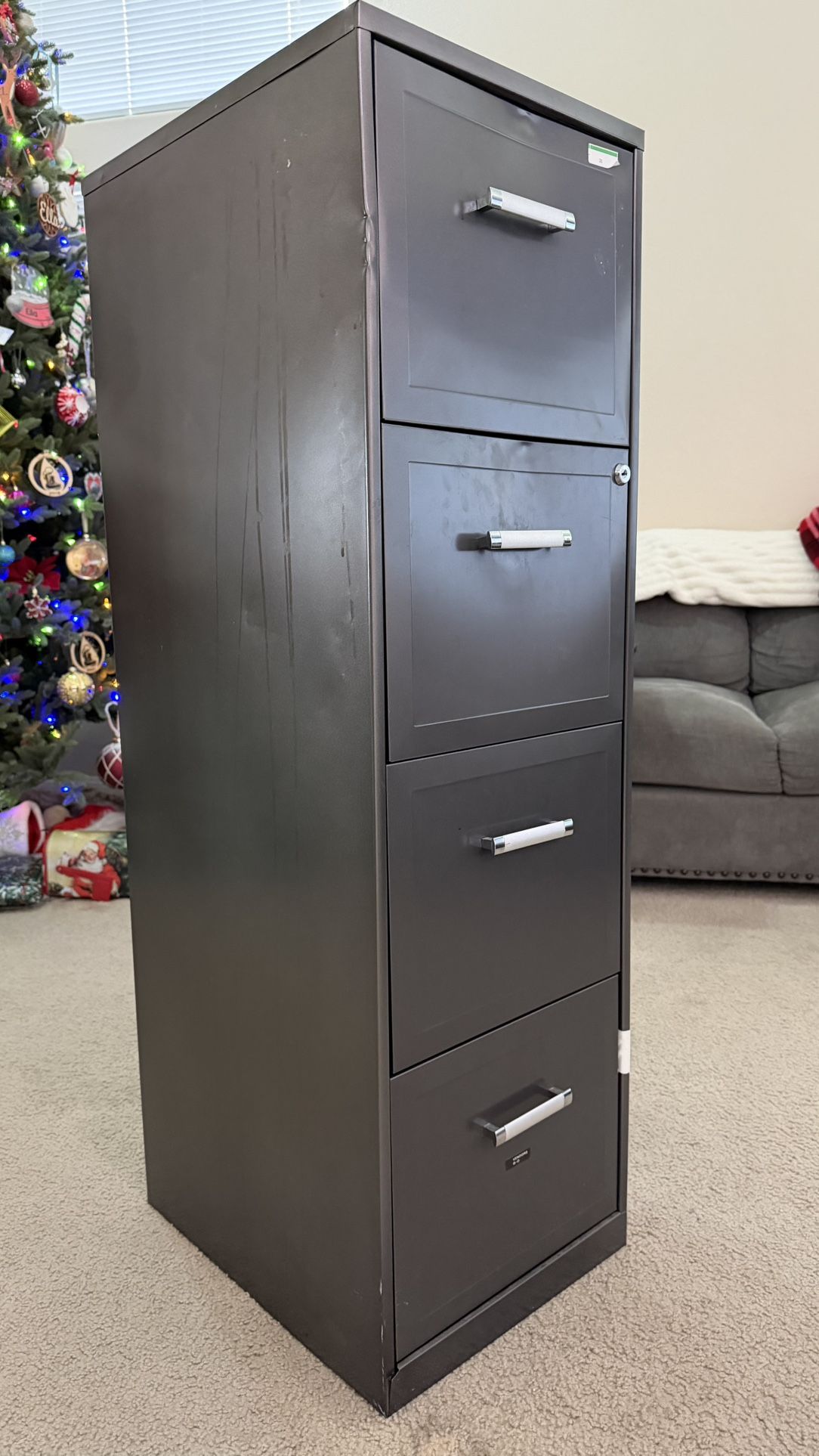 Filing Cabinet: 4-drawer Metal Filing Cabinet - Clean and Functional