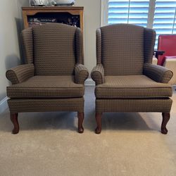 Two Wing Back Accent Chairs 