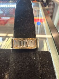 14KT Gold Square Ring W/ Baugette Diamond 43321-2