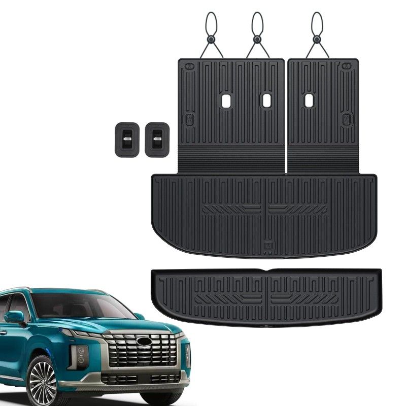 Floor Mats for Hyundai Palisade 2020-2025 Cargo Mat with Backrest Mats & Trunk Lower Mat All Weather