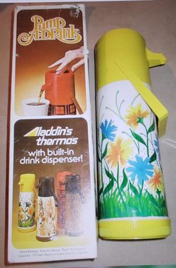 Vintage 1970s Aladdin Pump A Drink 13" Tall Hot Cold Thermos 