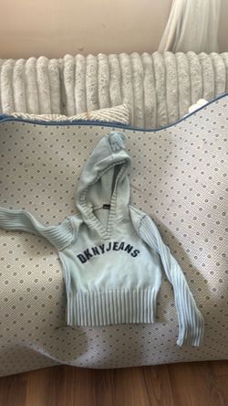 Vintage Y2K DKNY Jeans Light Blue Logo Sweater