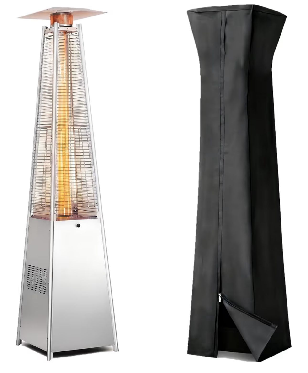 New-Kingdura 48,000 BTU Pyramid Patio Heater with Cover & Wheels, Outdoor Patio Heaters for Outdoor Use, Triple Safety Protection, 88" Quartz Glass Tu