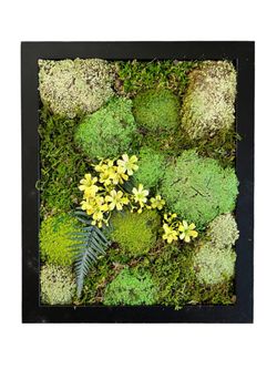 Preserved Moss Wall Decor with Artificial Flowers - 16x13